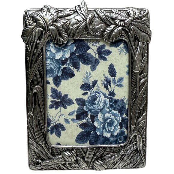 Vintage Arthur Court Frame Dragonflies Iris Metal 1987 7.5"h Art Nouveau Style - Picture 1 of 9